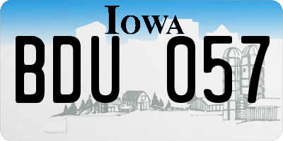 IA license plate BDU057