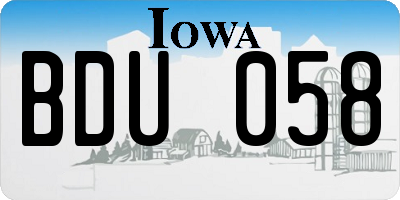 IA license plate BDU058