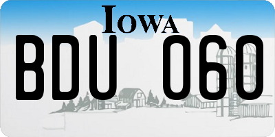 IA license plate BDU060