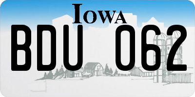 IA license plate BDU062
