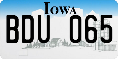 IA license plate BDU065