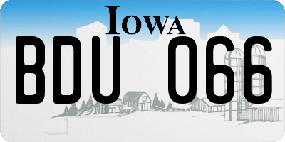 IA license plate BDU066