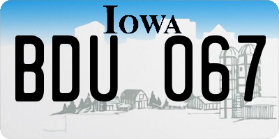 IA license plate BDU067