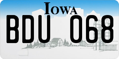 IA license plate BDU068