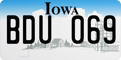 IA license plate BDU069