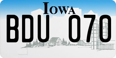 IA license plate BDU070