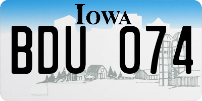 IA license plate BDU074