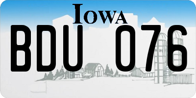 IA license plate BDU076