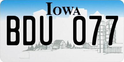 IA license plate BDU077