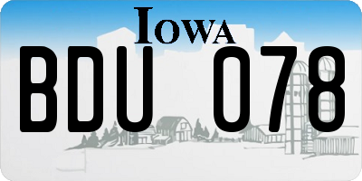 IA license plate BDU078