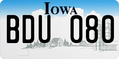 IA license plate BDU080