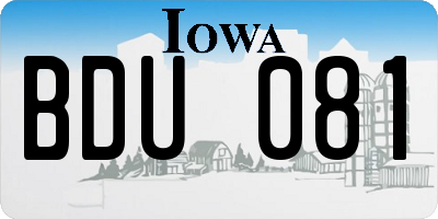 IA license plate BDU081