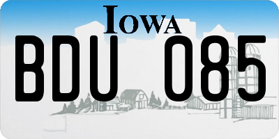 IA license plate BDU085