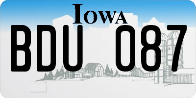 IA license plate BDU087