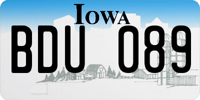 IA license plate BDU089