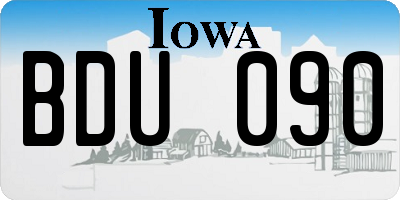 IA license plate BDU090