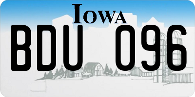 IA license plate BDU096