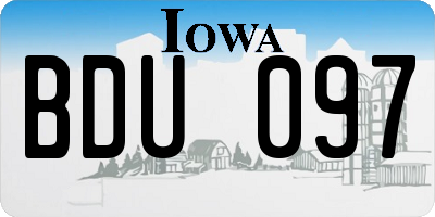 IA license plate BDU097