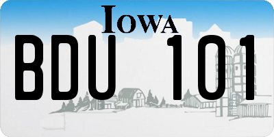IA license plate BDU101