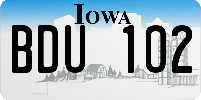 IA license plate BDU102