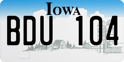 IA license plate BDU104