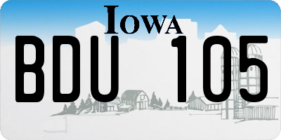 IA license plate BDU105