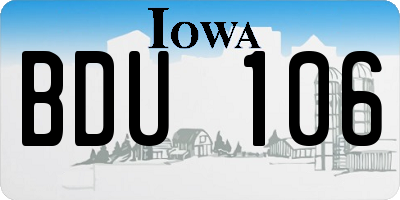 IA license plate BDU106