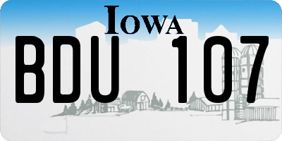 IA license plate BDU107
