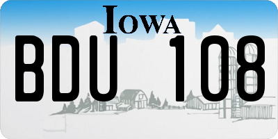 IA license plate BDU108