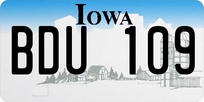 IA license plate BDU109