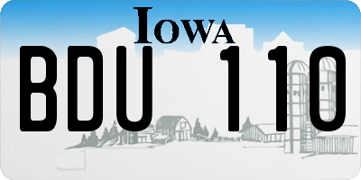 IA license plate BDU110
