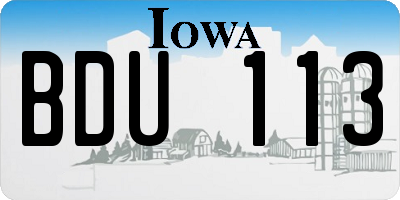 IA license plate BDU113