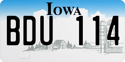 IA license plate BDU114