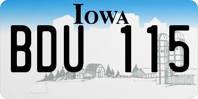 IA license plate BDU115