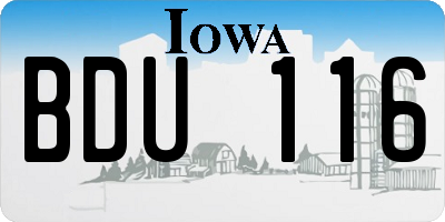 IA license plate BDU116