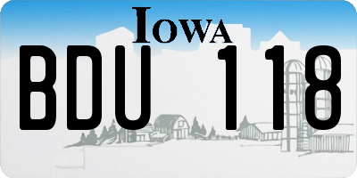 IA license plate BDU118