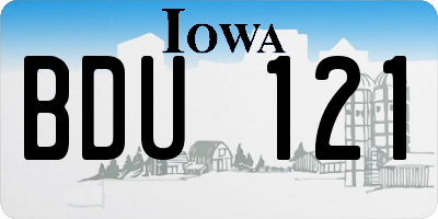 IA license plate BDU121