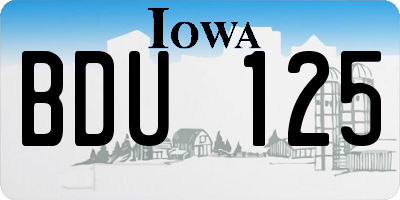 IA license plate BDU125