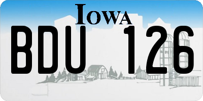 IA license plate BDU126