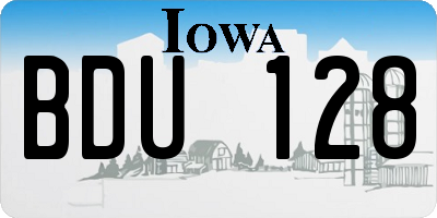 IA license plate BDU128