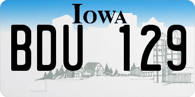 IA license plate BDU129