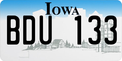 IA license plate BDU133