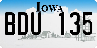 IA license plate BDU135
