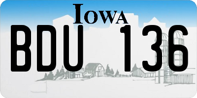 IA license plate BDU136