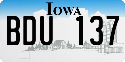 IA license plate BDU137