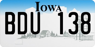 IA license plate BDU138