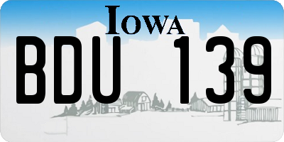 IA license plate BDU139