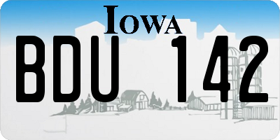 IA license plate BDU142