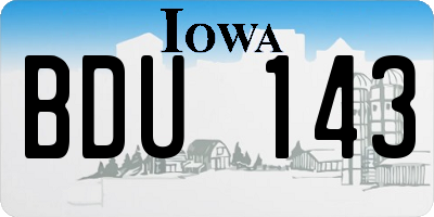 IA license plate BDU143