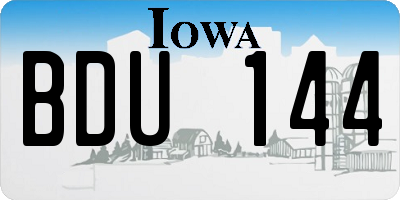 IA license plate BDU144